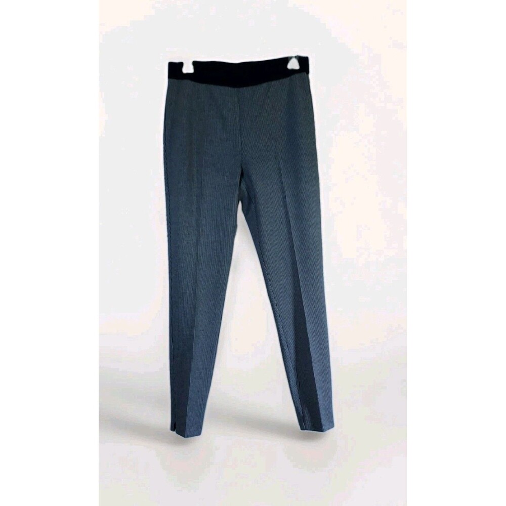 Talbots Women's 10 Black White Pull On Skinny Pants Stretch Waistband Ankle Zip